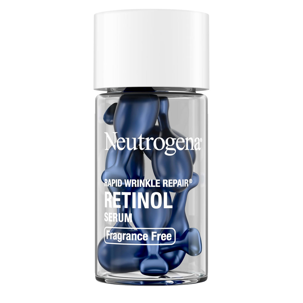 Neutrogena Rapid Wrinkle Repair capsules closeup twist cap showing easy-open design