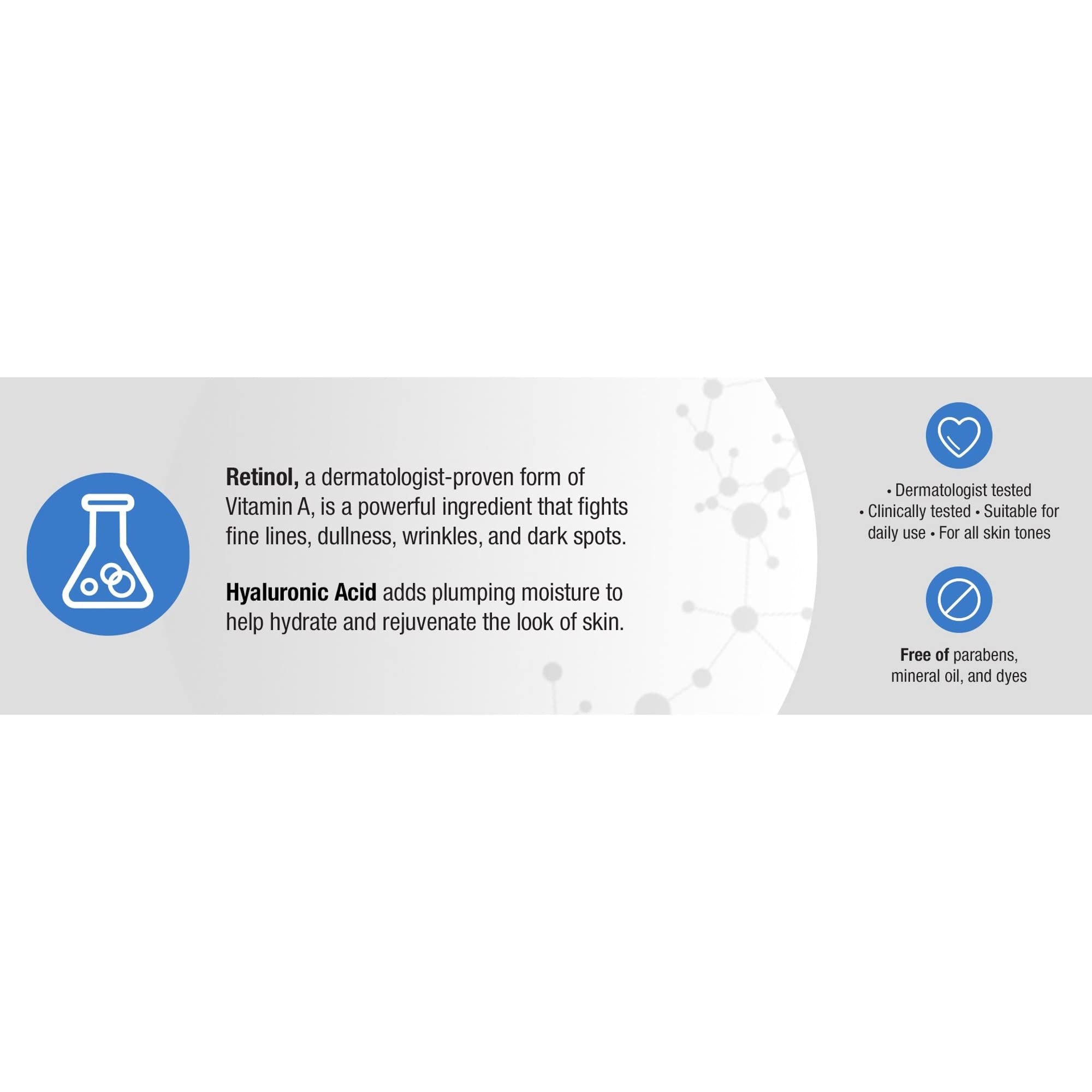 Neutrogena Rapid Wrinkle Repair formula with hyaluronic acid for moisture.