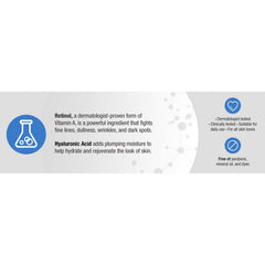Neutrogena Rapid Wrinkle Repair formula with hyaluronic acid for moisture.