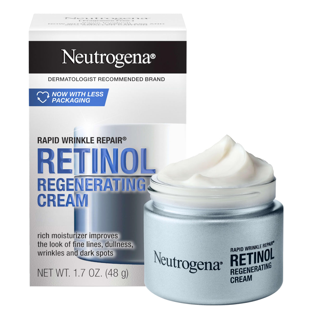 Neutrogena Rapid Wrinkle Repair jar closeup showing hydrating retinol formula