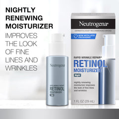 Close-up shows Neutrogena Rapid Wrinkle Repair Night cream texture.