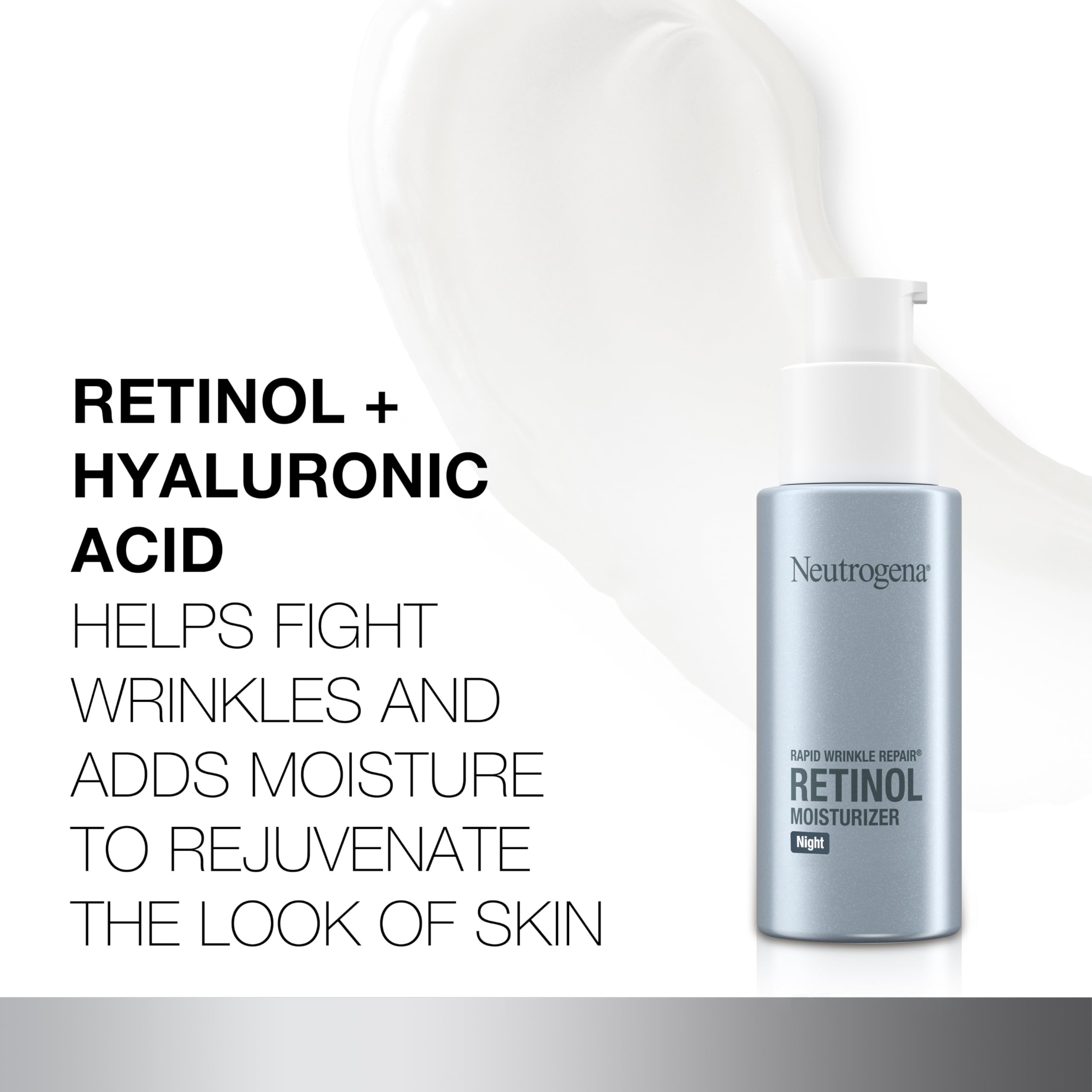 Neutrogena Rapid Wrinkle Repair Night with Retinol SA and hyaluronic acid for hydration.