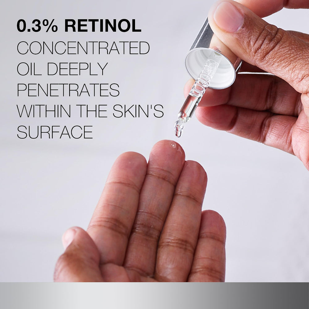 Neutrogena Rapid Wrinkle Repair oil used in night routine setup for renewal.