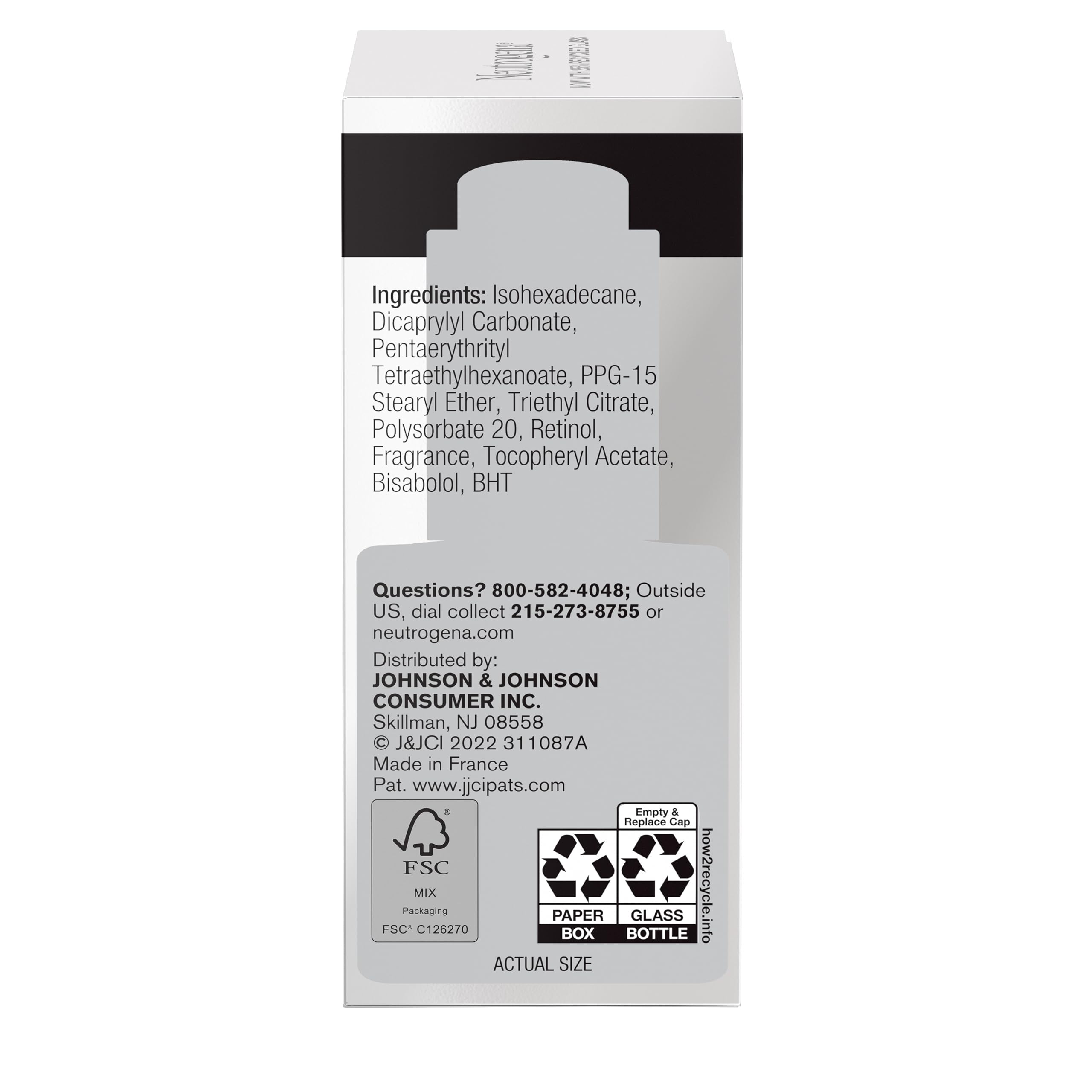 Neutrogena Rapid Wrinkle Repair oil packaging on shelf.