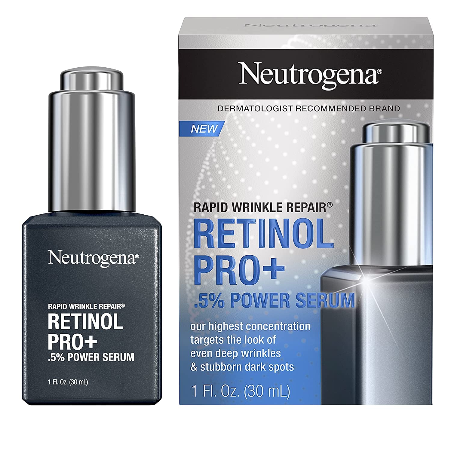 Neutrogena Rapid Wrinkle Repair label highlights Antioxidant Recovery Complex for protection.