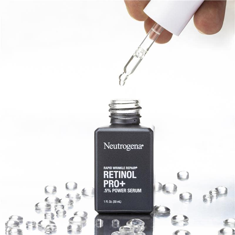 Neutrogena serum texture close-up shows smooth, light emollients for hydrated skin.