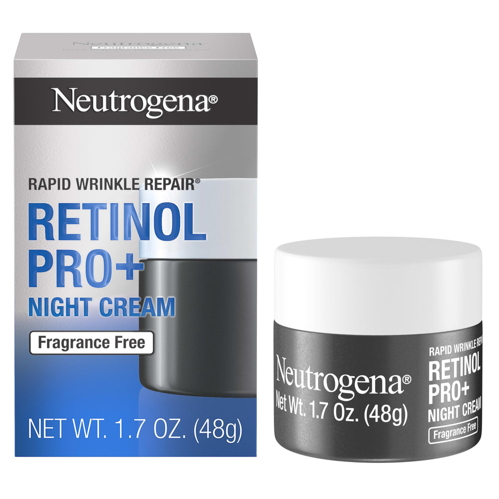 Neutrogena Retinol Pro+ Night Cream jar showing packaging and hydrating overnight care
