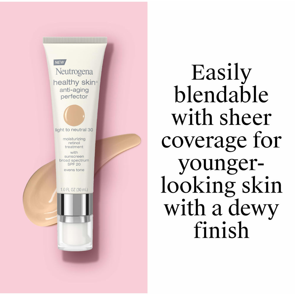 Neutrogena Retinol Treatment tinted moisturizer on skin with SPF 20 protection.