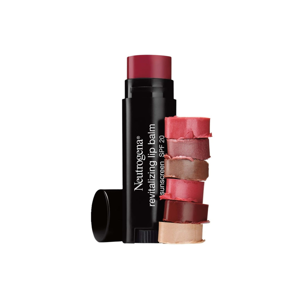 Texture close-up of Neutrogena lip balm showing smooth application and tint