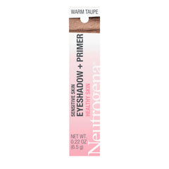 Neutrogena Sensitive Skin Eyeshadow + Primer in Warm Taupe, smooth creaseless color for delicate lids.