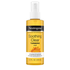 Neutrogena Soothing Clear Turmeric Mist bottle on a bathroom shelf for daily hydration.