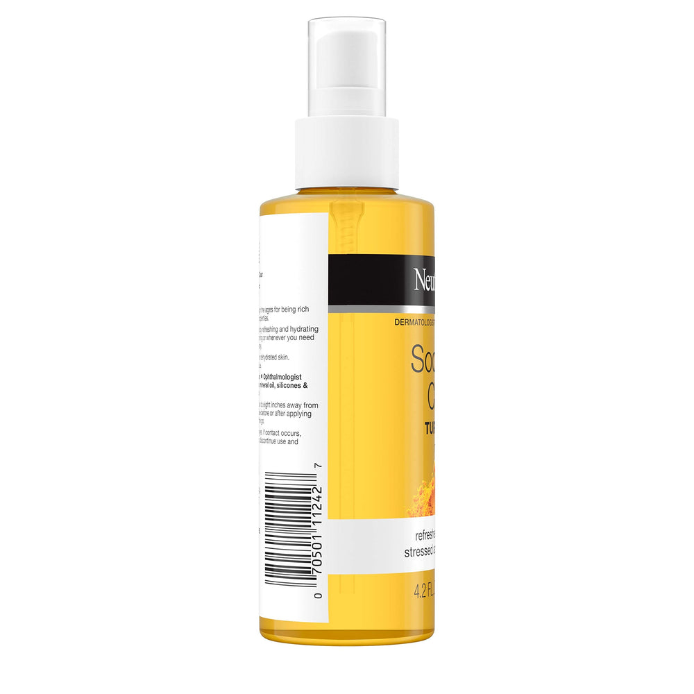 Neutrogena Soothing Clear Turmeric Mist in a bright bathroom setting.