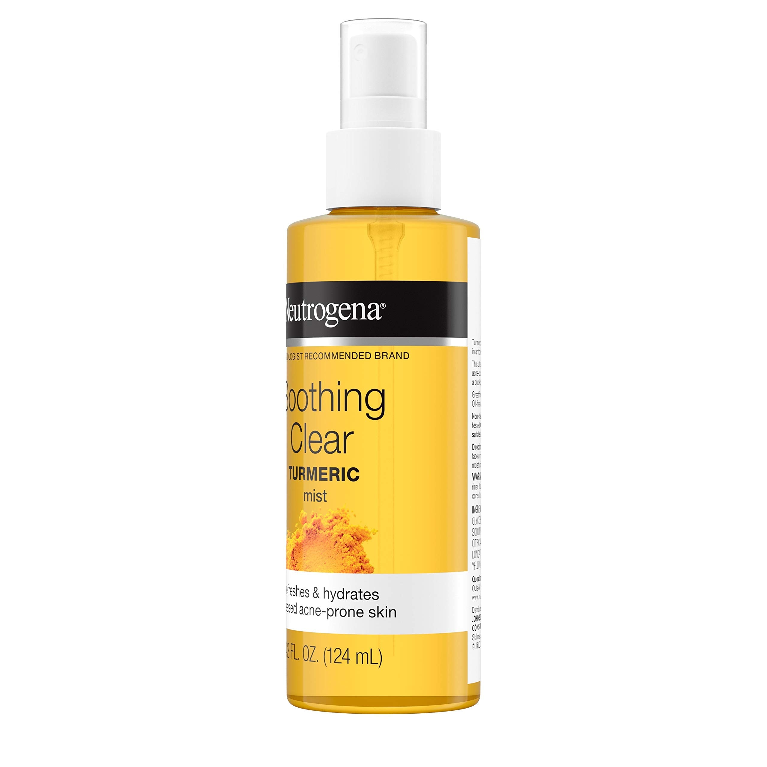 Close-up of the mist spray from Neutrogena Turmeric Mist showing a lightweight release.