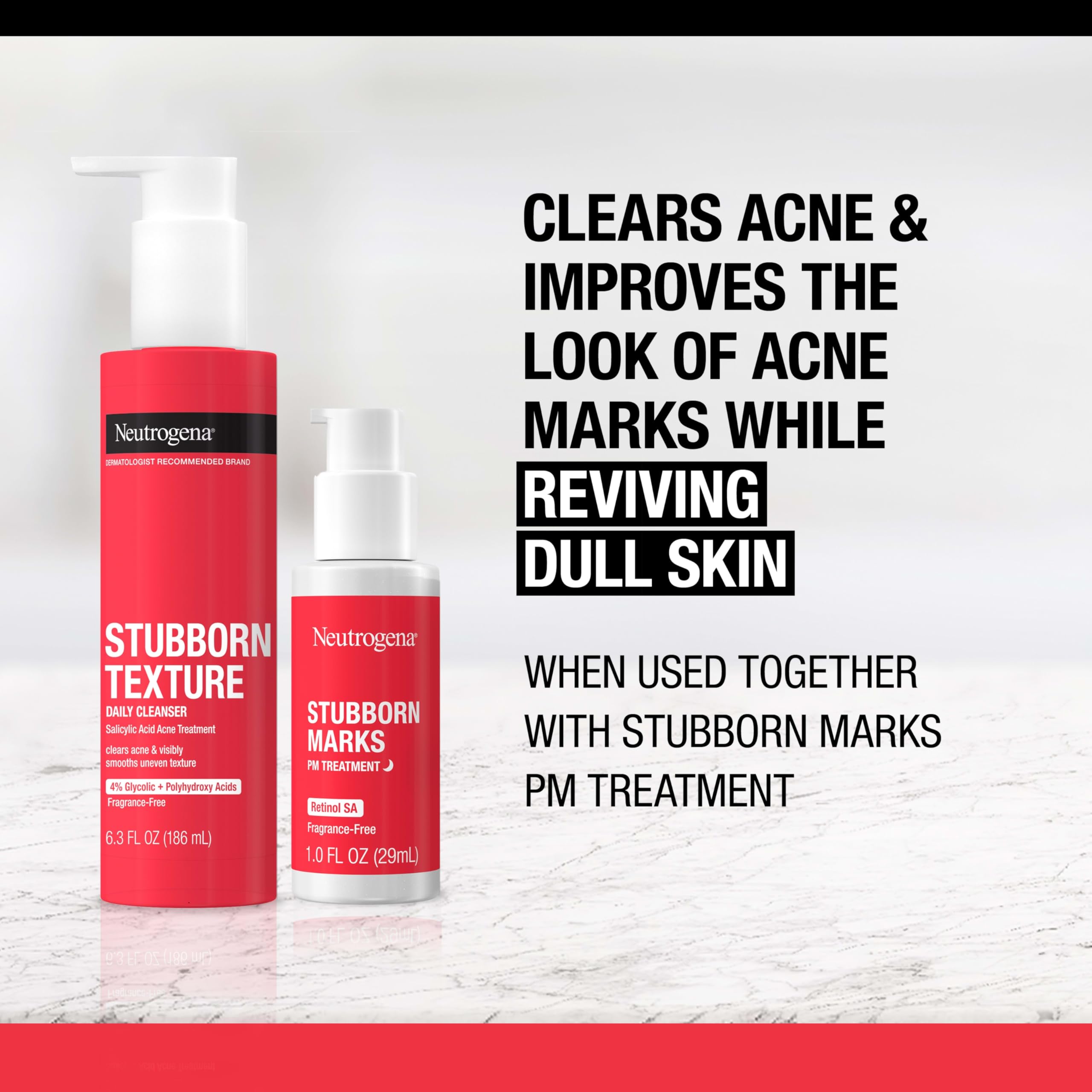 Neutrogena Stubborn Texture close-up showing smoother skin
