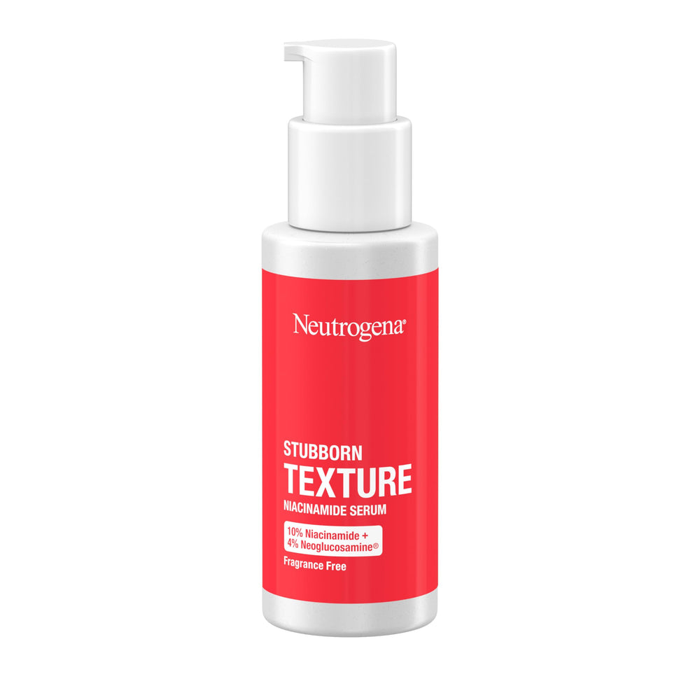 Closeup of Neutrogena serum pump for precise, fragrance-free application