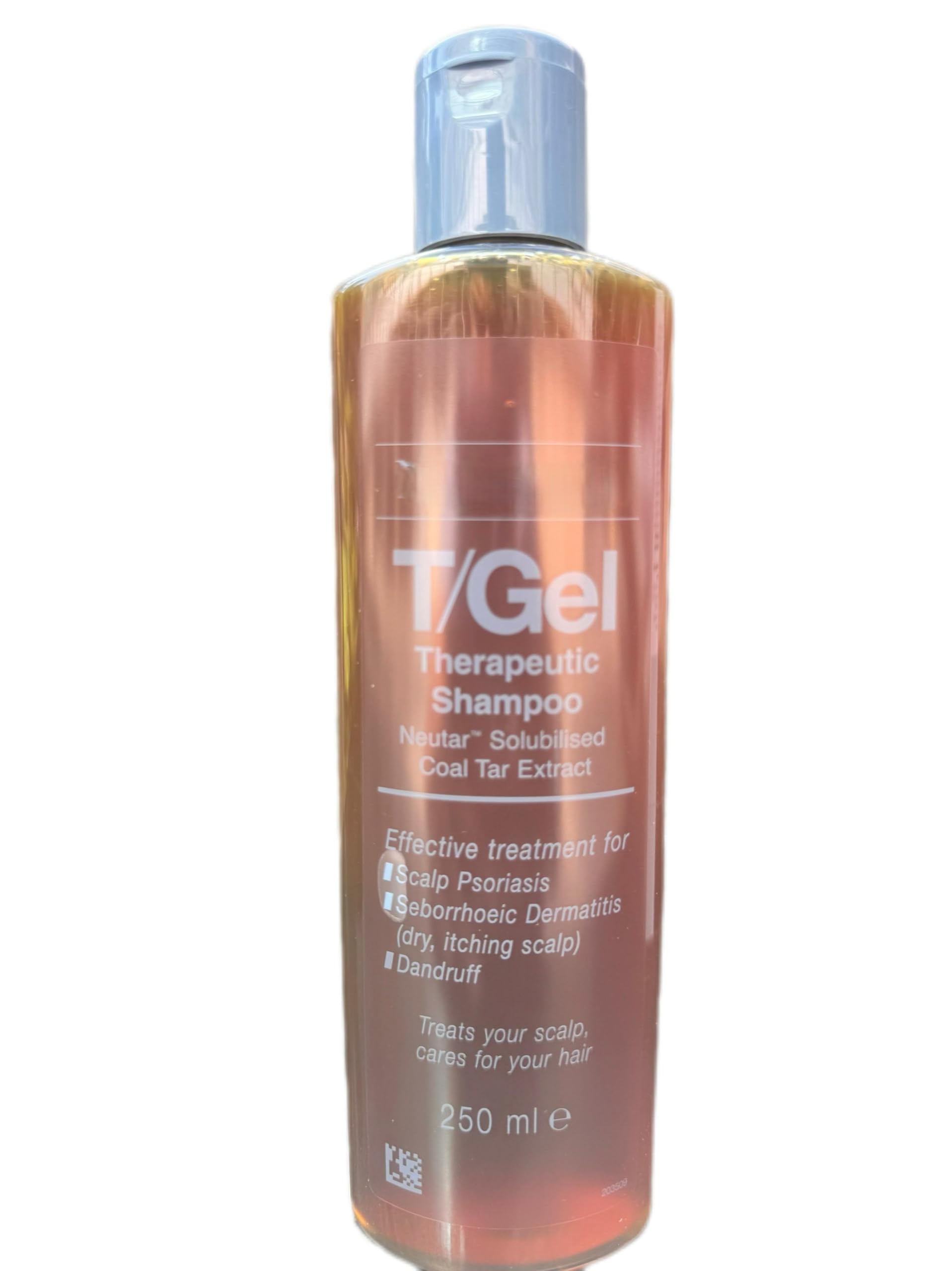 Neutrogena T-Gel shampoo bottle promotes dandruff control through a therapeutic formula