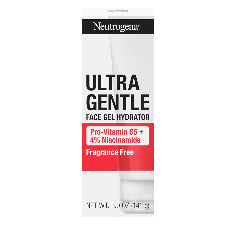 Neutrogena Ultra Gentle Face Gel Hydrator bottle shown, lightweight hydration for sensitive skin.