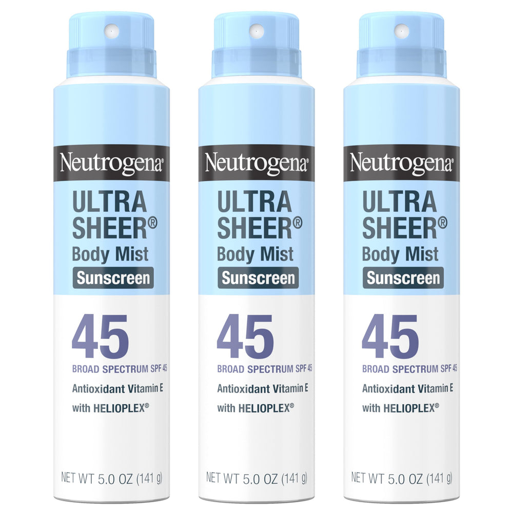 Neutrogena Ultra Sheer Body Mist SPF 45 three-pack for fast protection