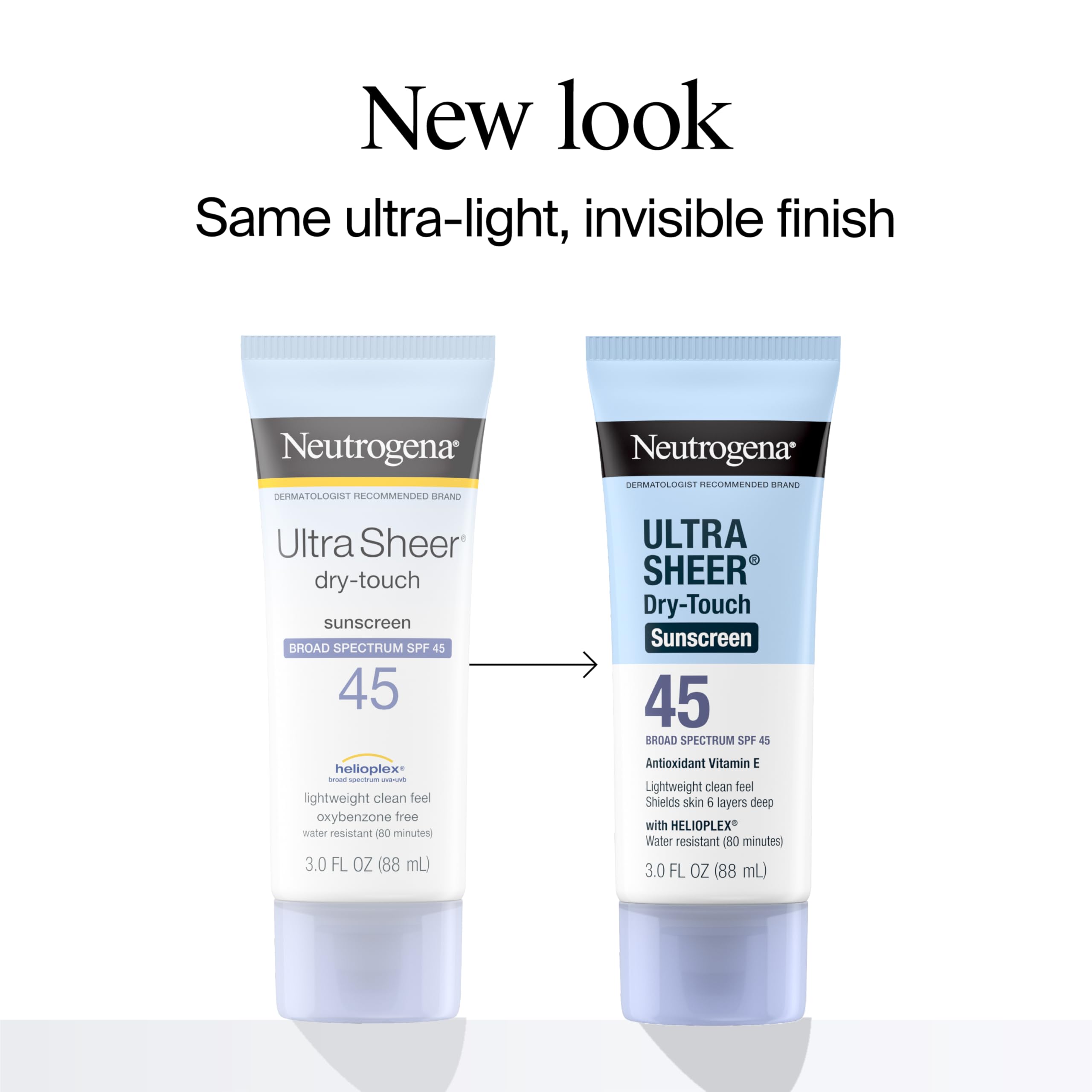 Neutrogena Ultra Sheer Dry-Touch body SPF 45 coverage in a tube