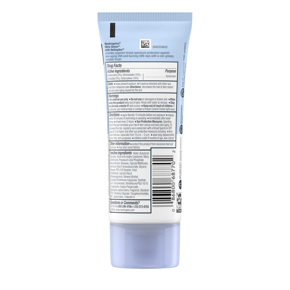 Neutrogena Ultra Sheer Dry-Touch ideal for hiking and boating under sunny skies.