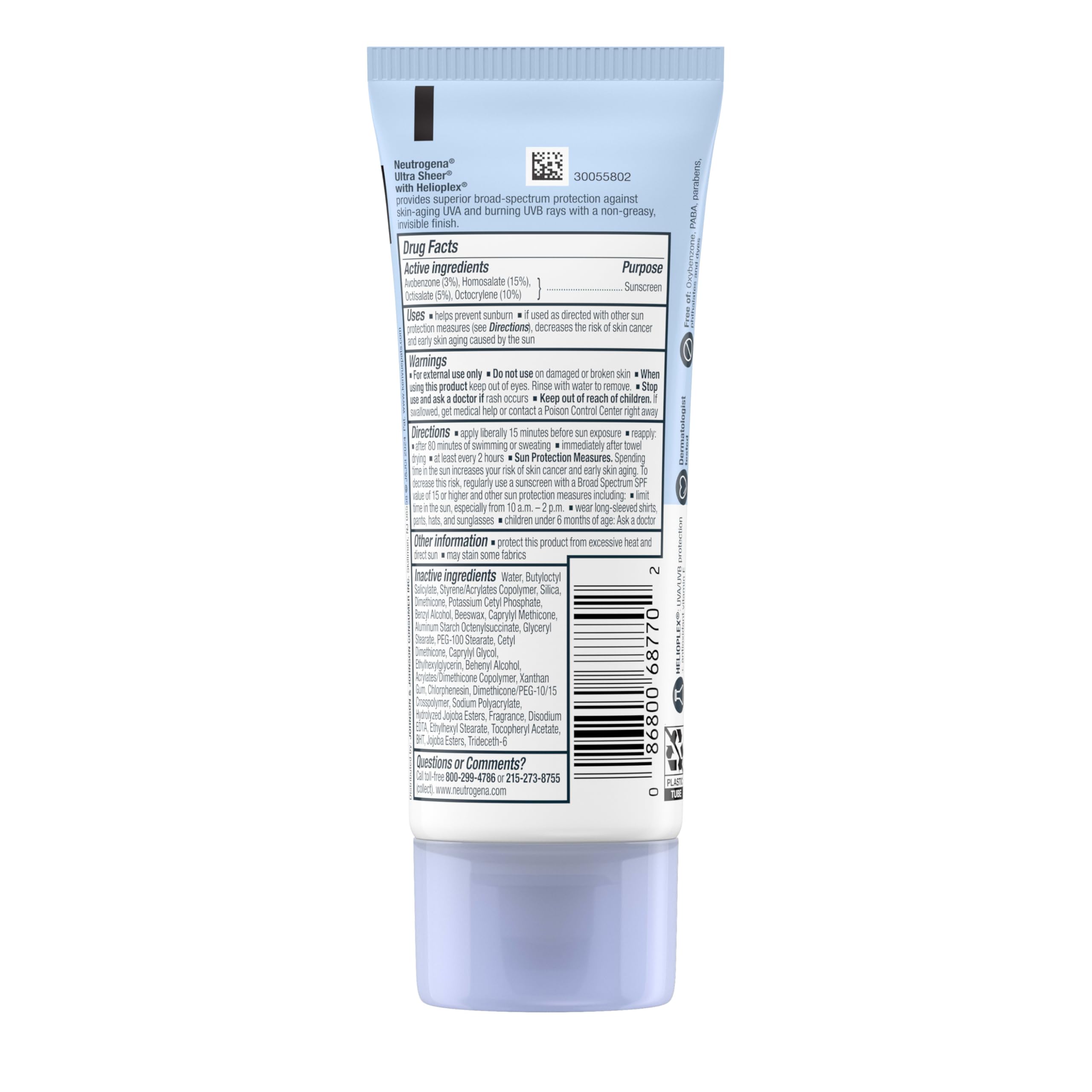 Matte finish Neutrogena SPF 70 provides a non-greasy look.