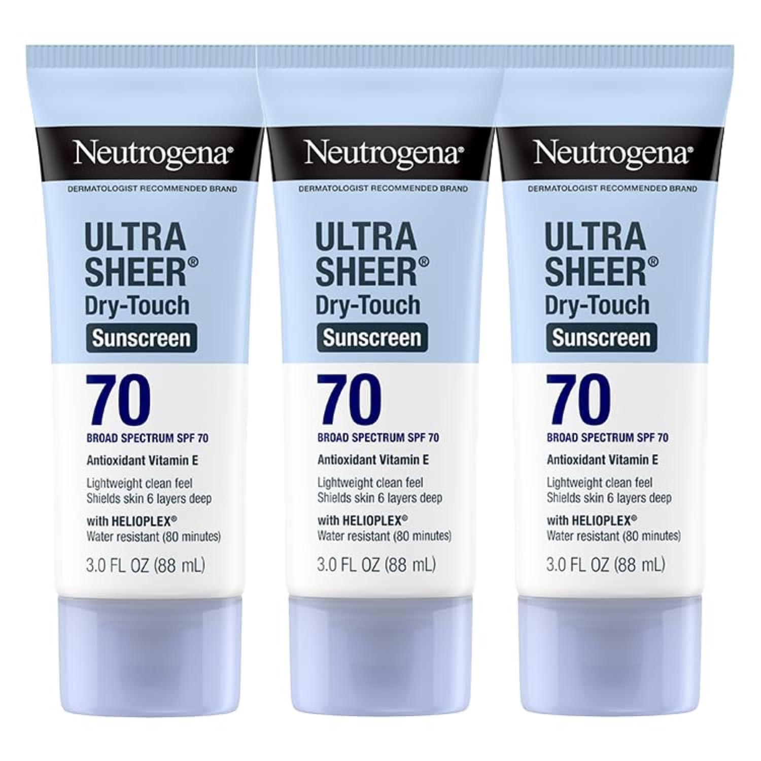 Neutrogena Ultra Sheer Dry-Touch sunscreen on face and body for daily protection with lightweight feel.