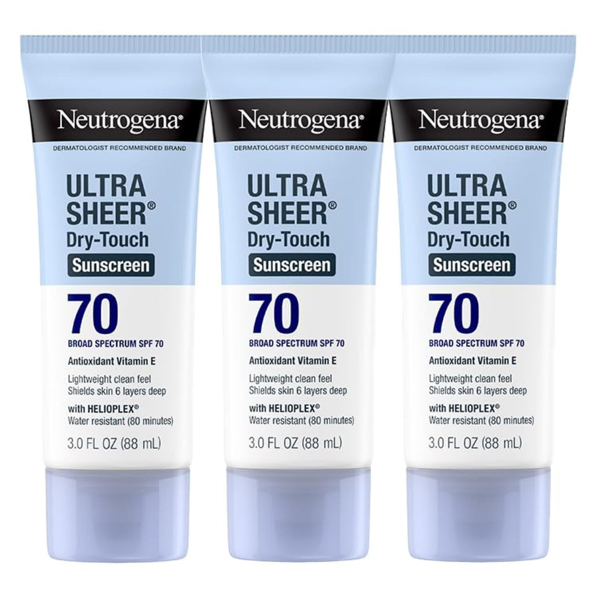 Neutrogena Ultra Sheer Dry-Touch sunscreen on face and body for daily protection with lightweight feel.