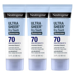 Neutrogena Ultra Sheer Dry-Touch sunscreen on face and body for daily protection with lightweight feel.