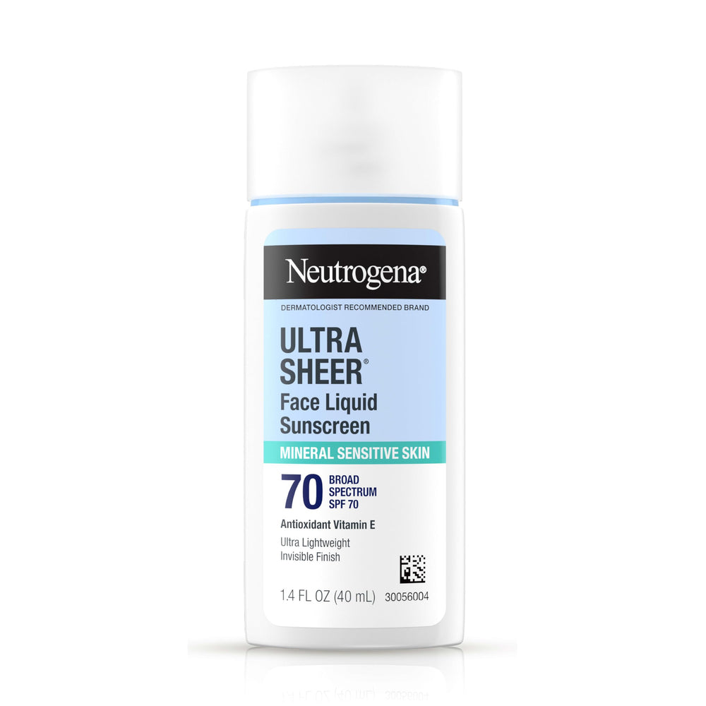 Neutrogena Ultra Sheer Mineral sunscreen tube with mineral actives for daily sun protection.