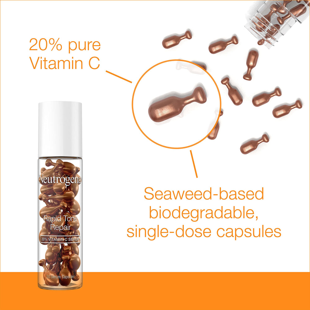 Neutrogena vitamin-c serum capsule on hand, ready for daily use