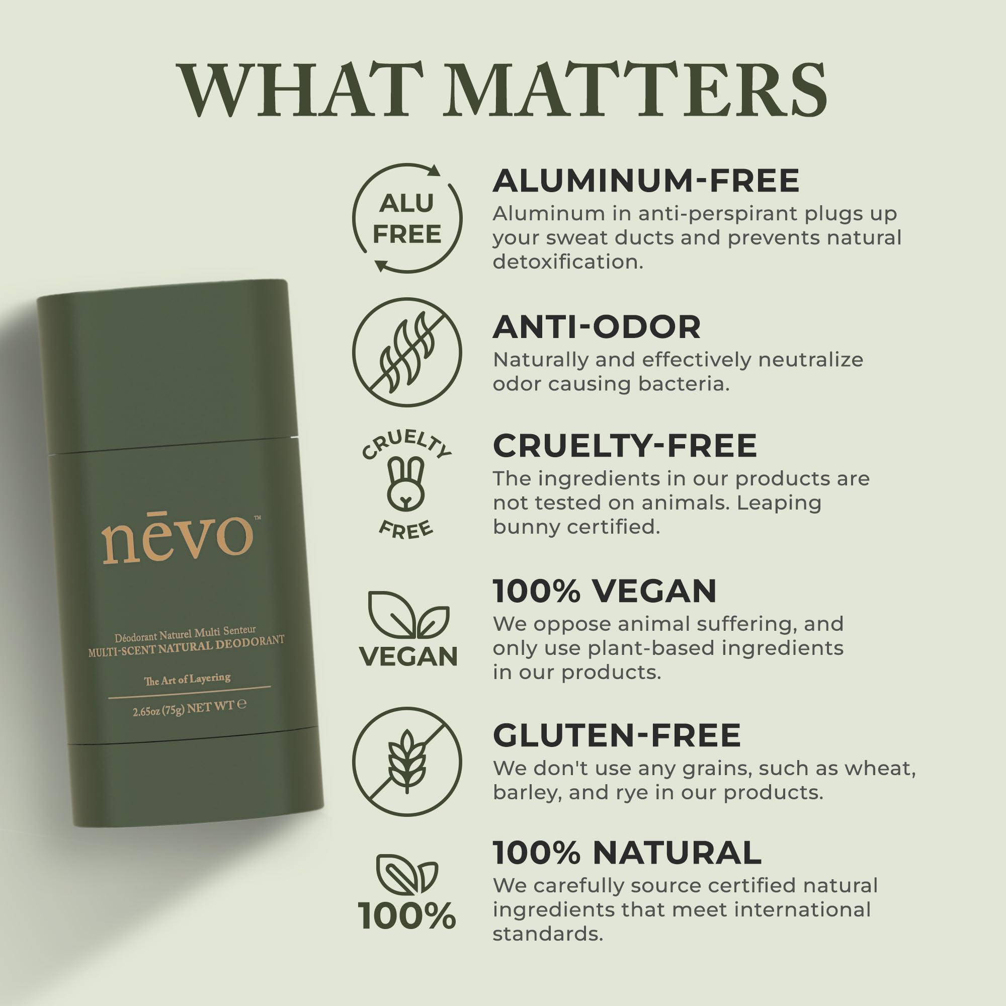 Nevo multi scent deodorant coconut layer with creamy texture for easy application