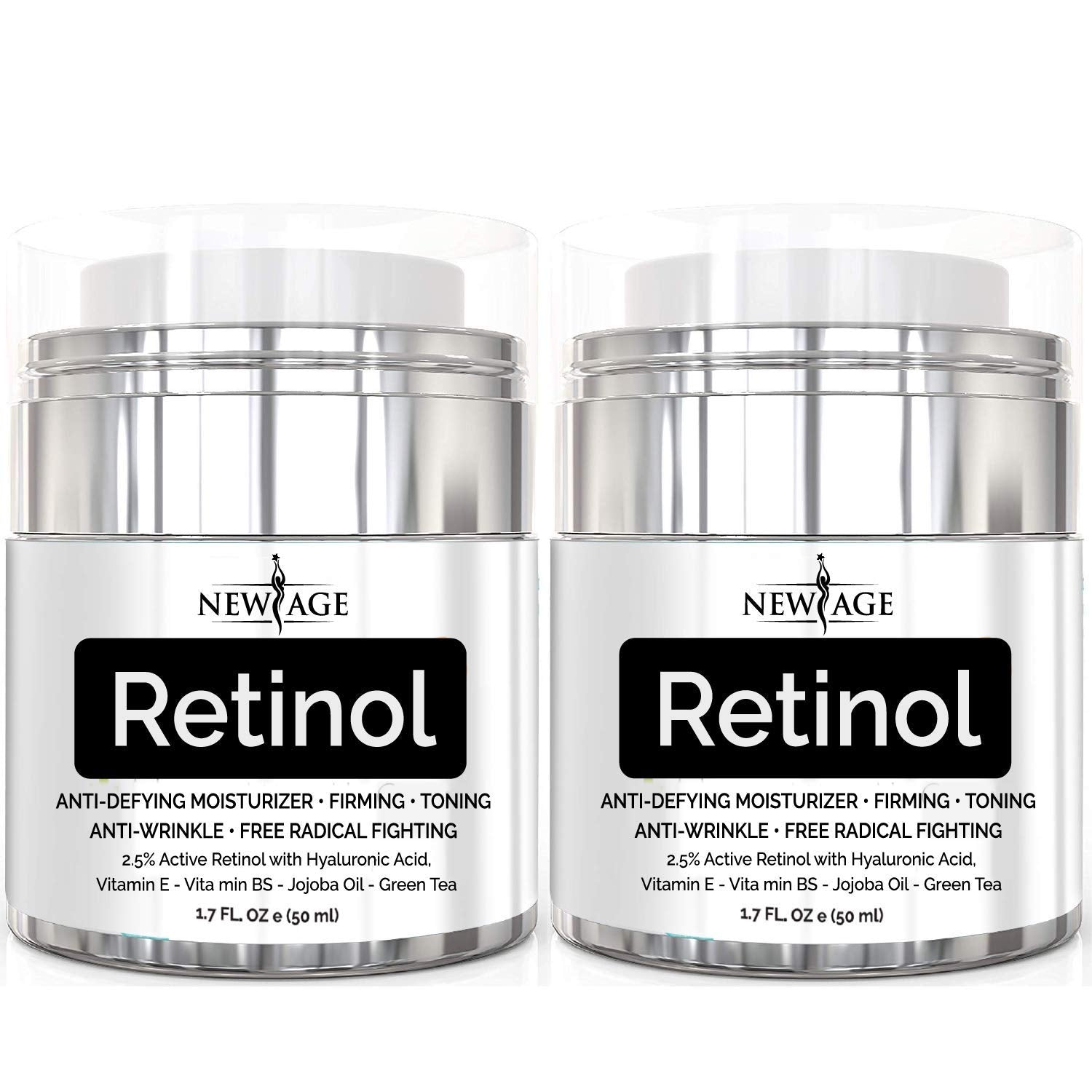 New Age Retinol Cream Neck Face with Hyaluronic Acid hydrates and smooths skin.