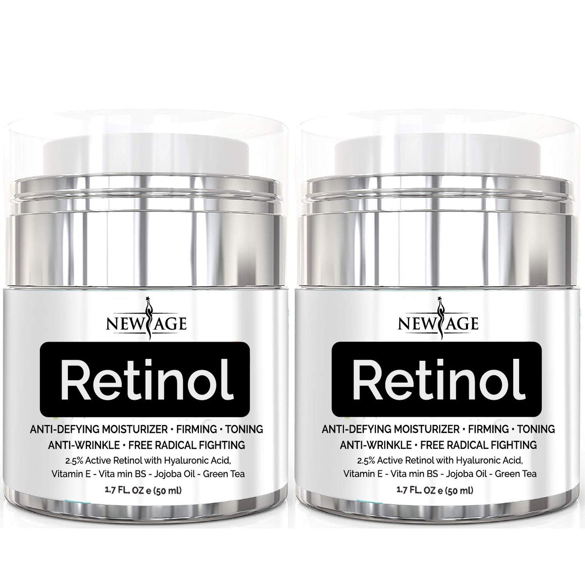 New Age Retinol Cream Neck Face with Hyaluronic Acid hydrates and smooths skin.