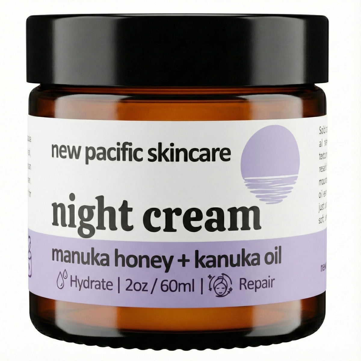New Pacific Skincare Manuka Honey Night Cream bottle demonstrating overnight hydration