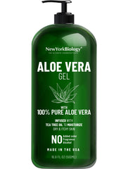 New York Biology Aloe Vera Gel bottle pour for easy, soothing skin application.