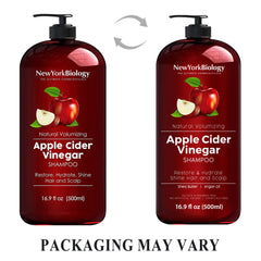 New York Biology Apple Cider Vinegar Shampoo pour scene, gentle cleansing.