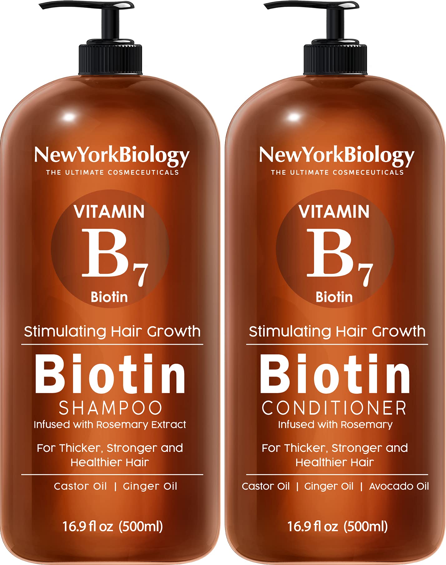 New York Biology Biotin Shampoo bottle front showing thicker-looking hair potential