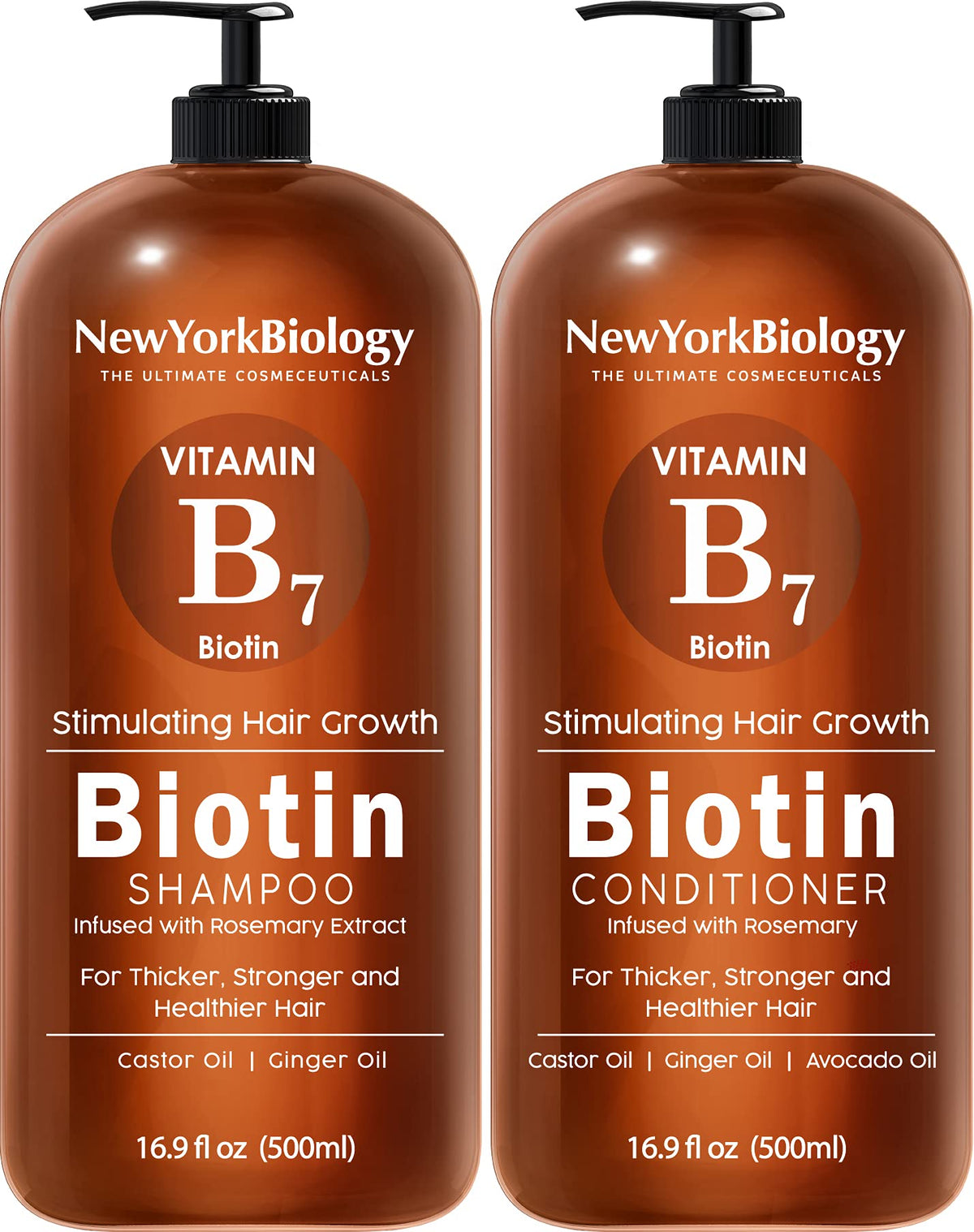 New York Biology Biotin Shampoo bottle front showing thicker-looking hair potential