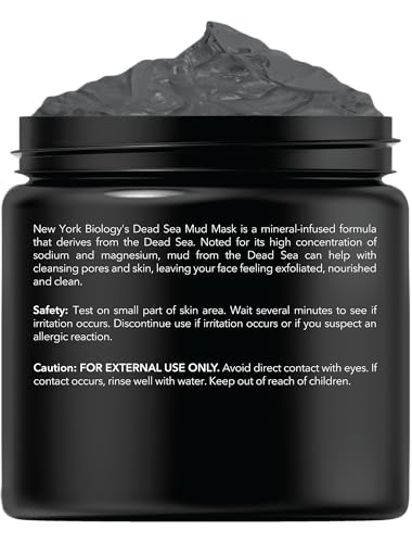 New York Biology Dead Sea Mud Mask jar highlighting minerals for deep cleansing.