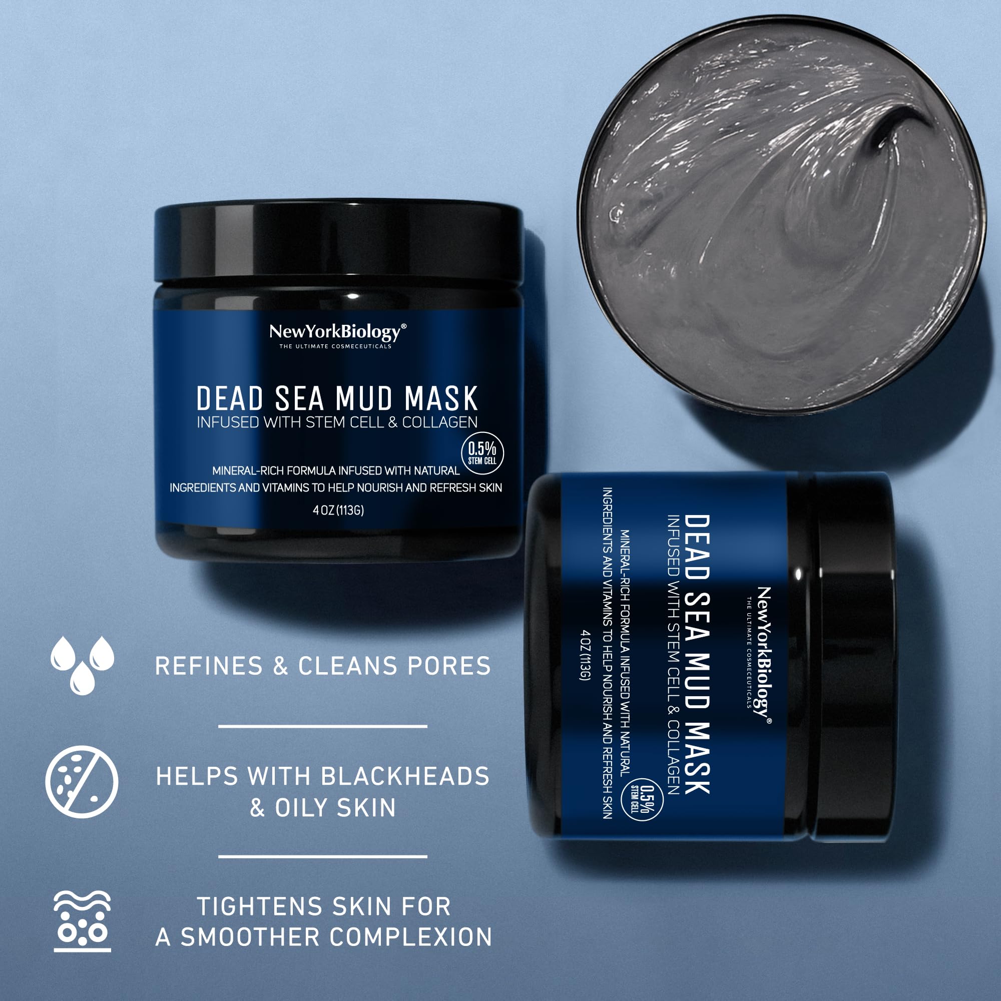 New York Biology pore-refinement effect shown through mask experience.