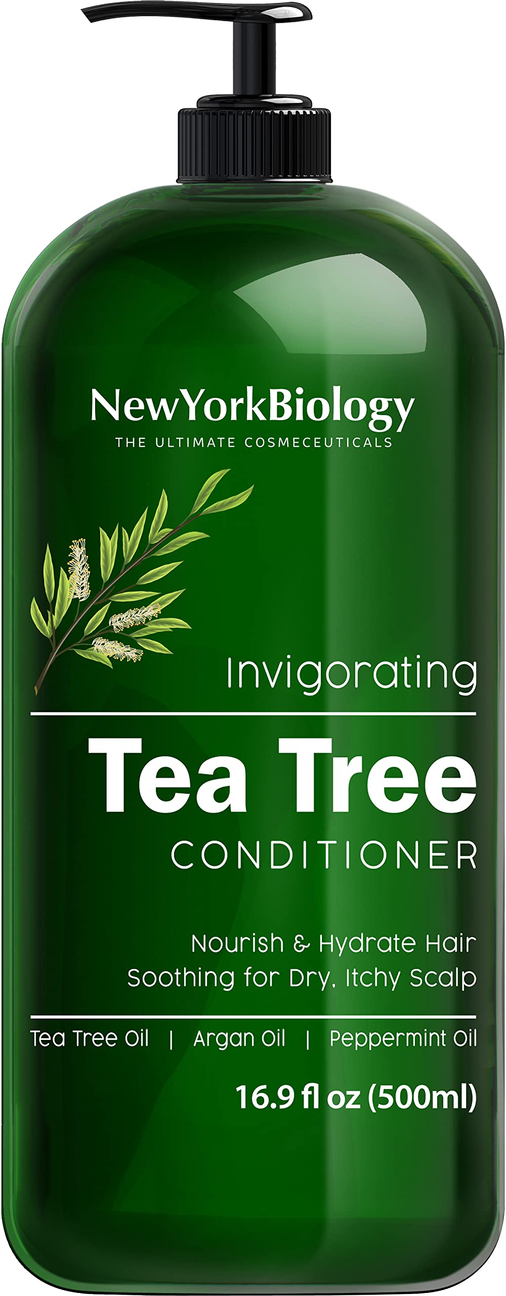 New York Biology Tea Tree Conditioner bottle with anti-dandruff benefits for a refreshed scalp.