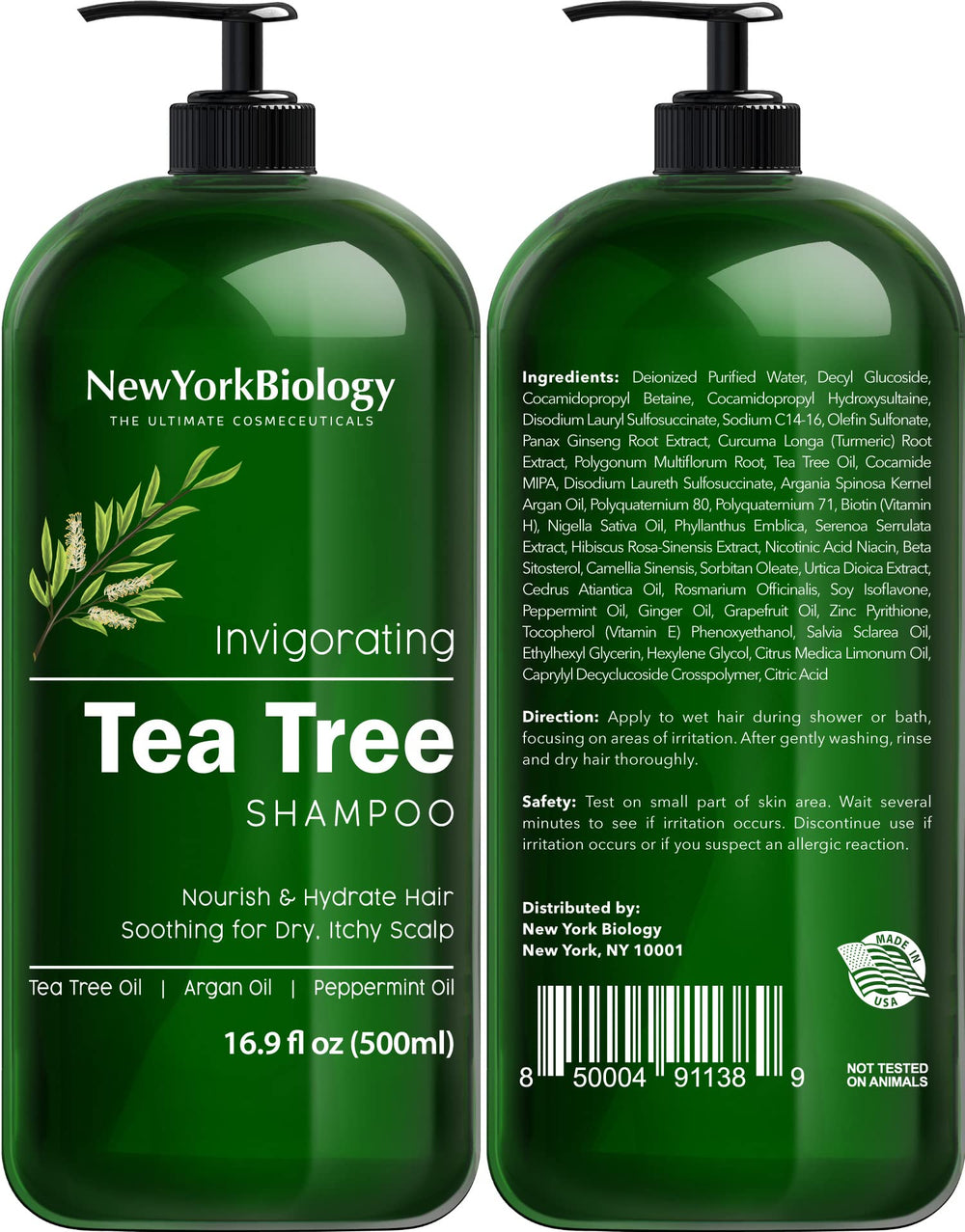 New York Biology Tea Tree Conditioner bottle — nourishes and detangles for fuller-looking hair.