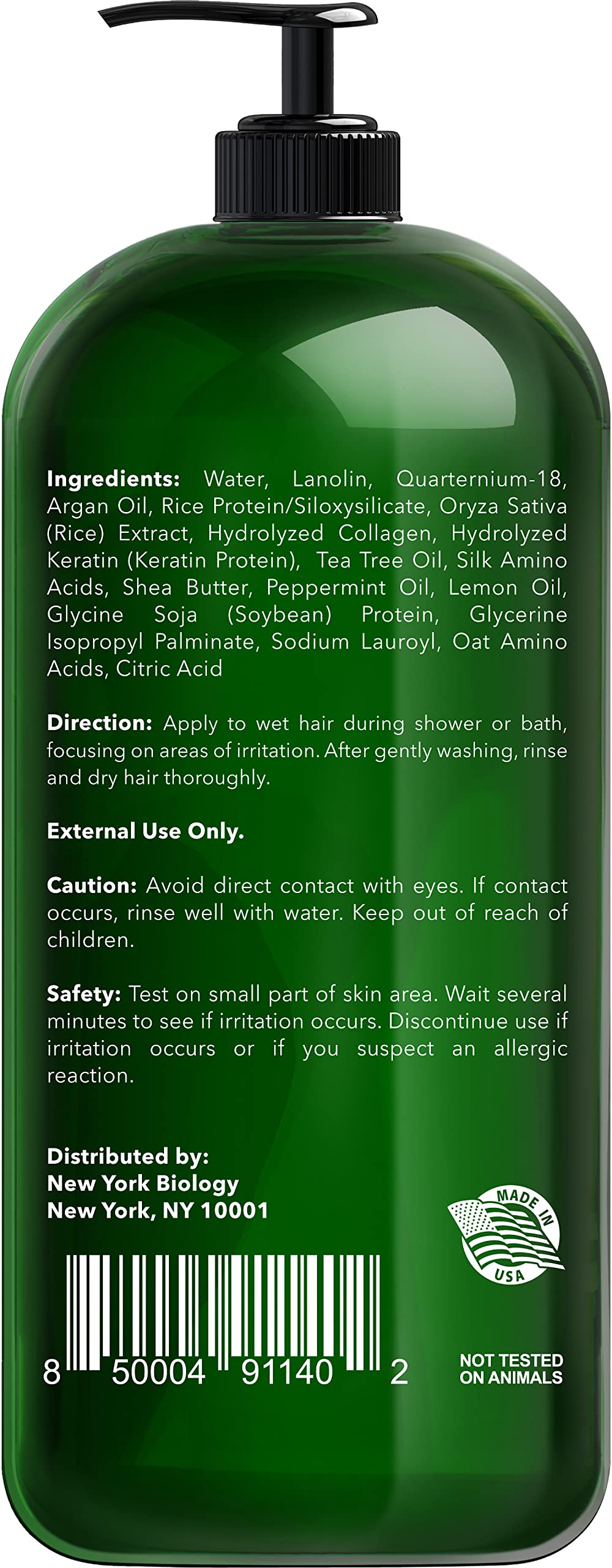 Close-up of the Tea Tree Conditioner label highlighting therapeutic grade formula.