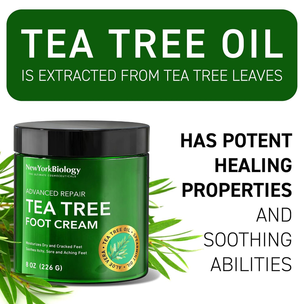 New York Biology Tea Tree Foot Cream softens cracked heels and rough skin.