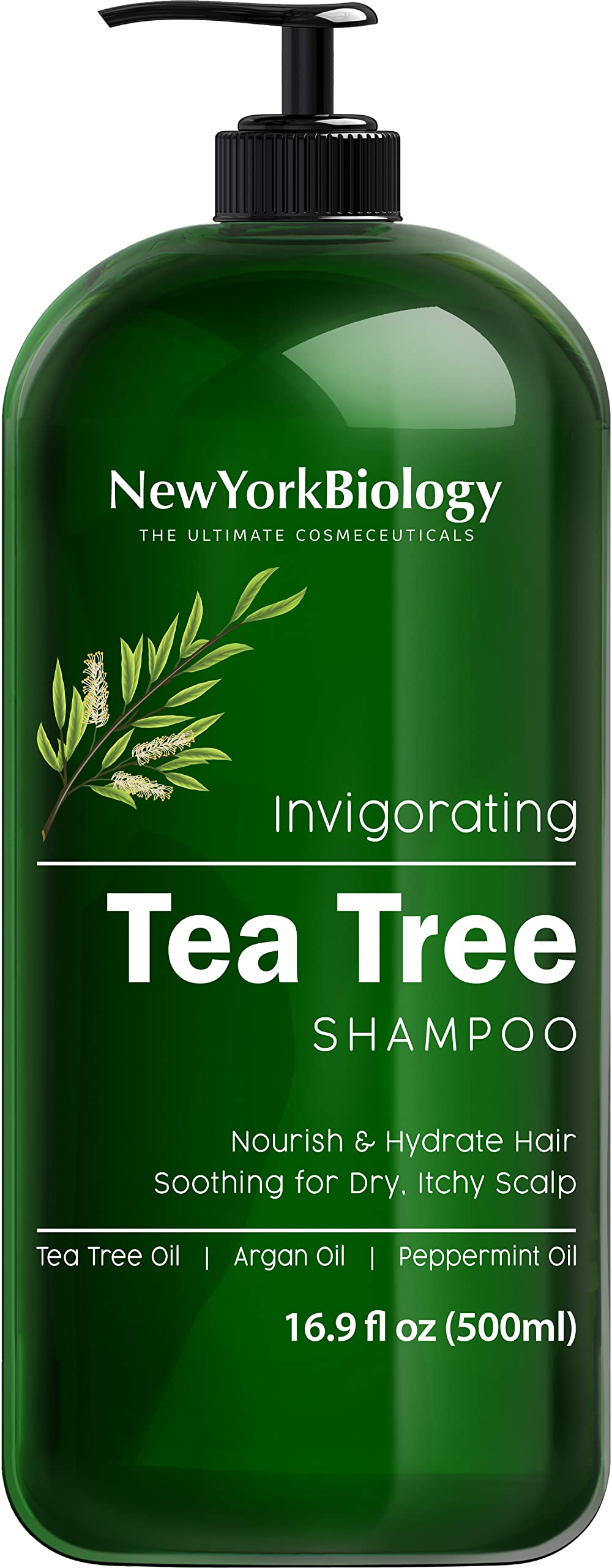 New York Biology Tea Tree Shampoo bottle for cleansing and scalp relief.