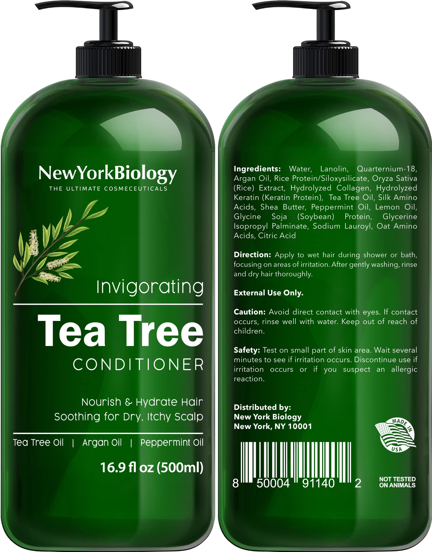 New York Biology Tea Tree Shampoo Set packaging — sulfate-free and cruelty-free care for all hair types.