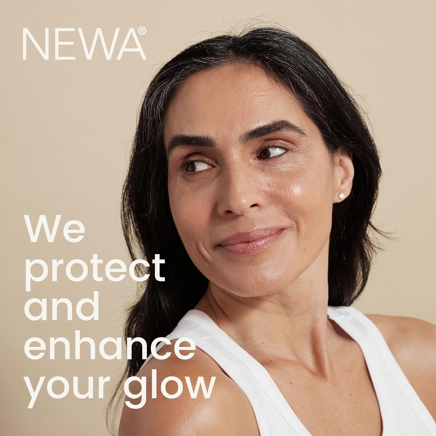 NEWA handheld device in use during an at-home facial tightening session.