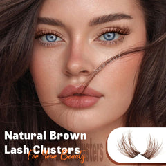 Newcally brown lash clusters closeup wispy lashes for natural look.