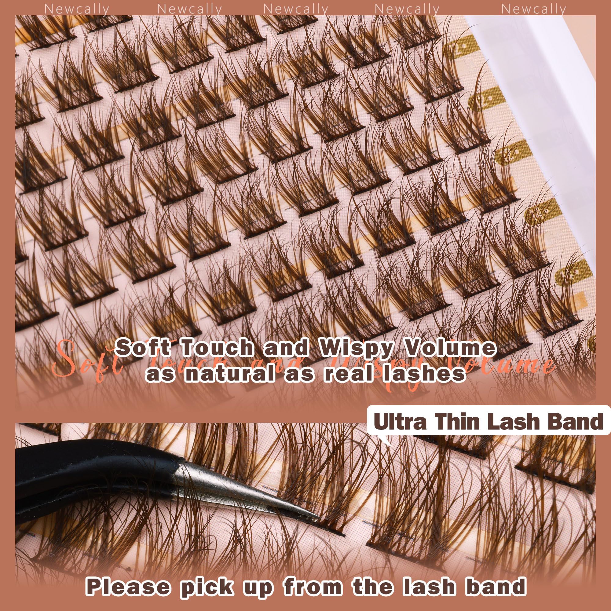 Newcally brown lash clusters lifestyle look enhances everyday makeup.