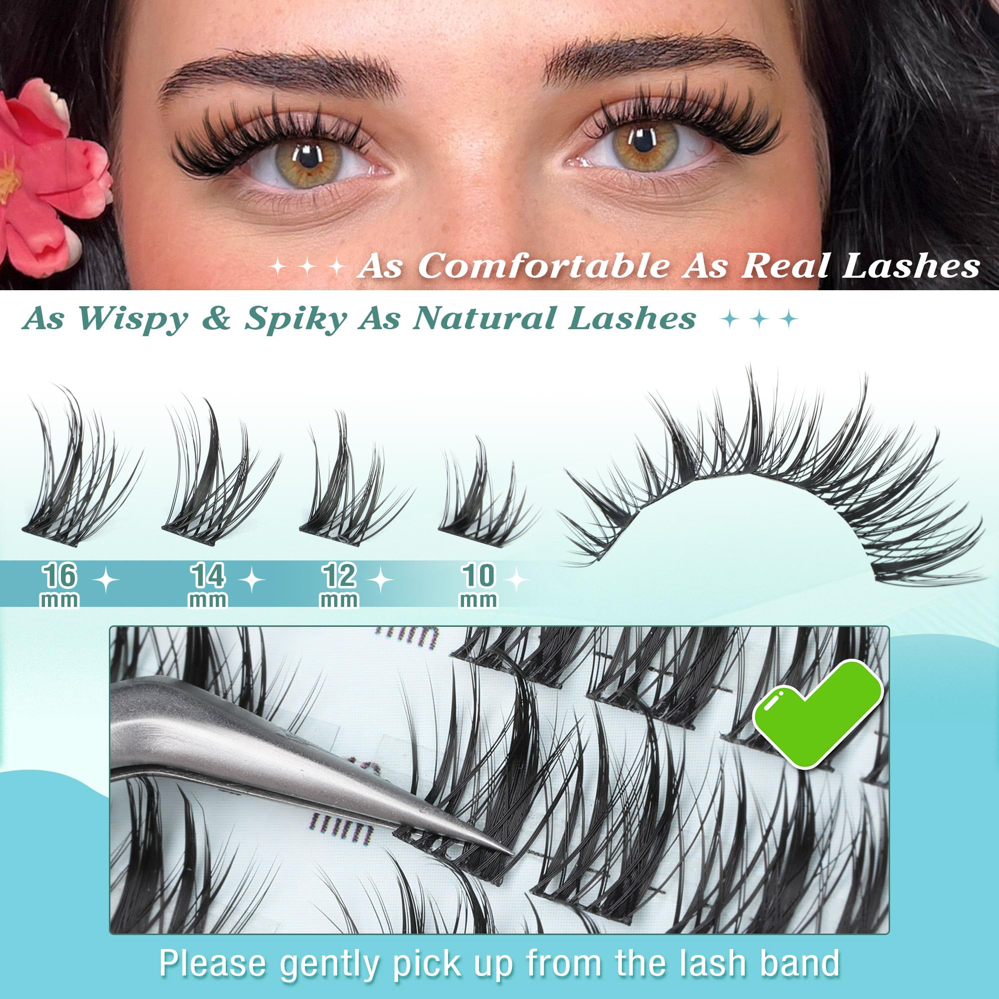 Newcally CD-curly lashes with ultra-thin band for easy at-home application.